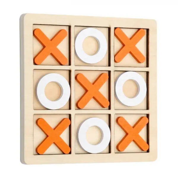 Joc educativ din lemn X si Zero, 14x14 cm, diverse culori