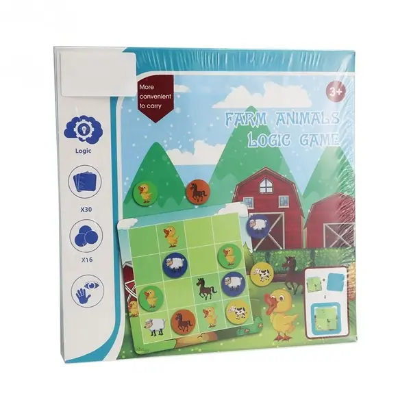 Joc educativ pentru copii multicolor Sudoku - animale de la ferma