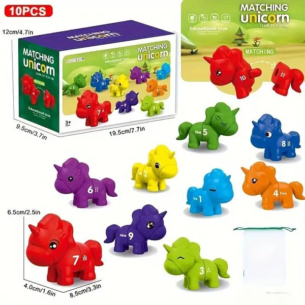Joc Educativ Unicorni si Numere - Potrivire si Numarare pentru Copii 18+ luni Unicorni