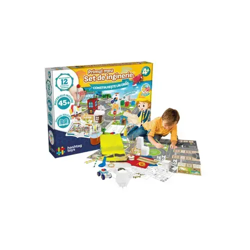 Joc Hashtag Toys - Primul meu set de inginerie, Construieste un oras, lb. romana, +4 ani