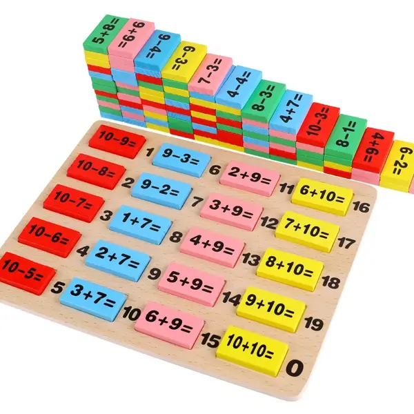 Joc lemn Matematica Domino Operatiuni aritmetice ZukiToys.ro