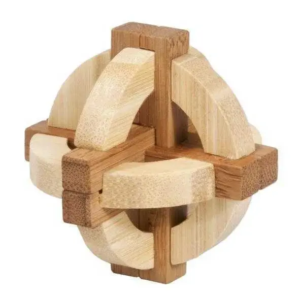 Joc logic IQ din lemn bambus in cutie metalica-1 9.4 cm