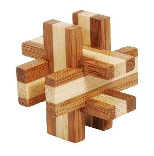 Joc logic IQ din lemn bambus in cutie metalica-6 9.4 cm