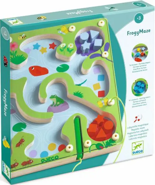 Joc magnetic de sortare Djeco - Labirint de broaște