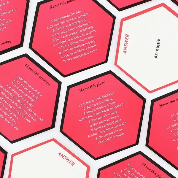 Joc trivia - Hexagon Family - 10 Clues | Ginger Fox