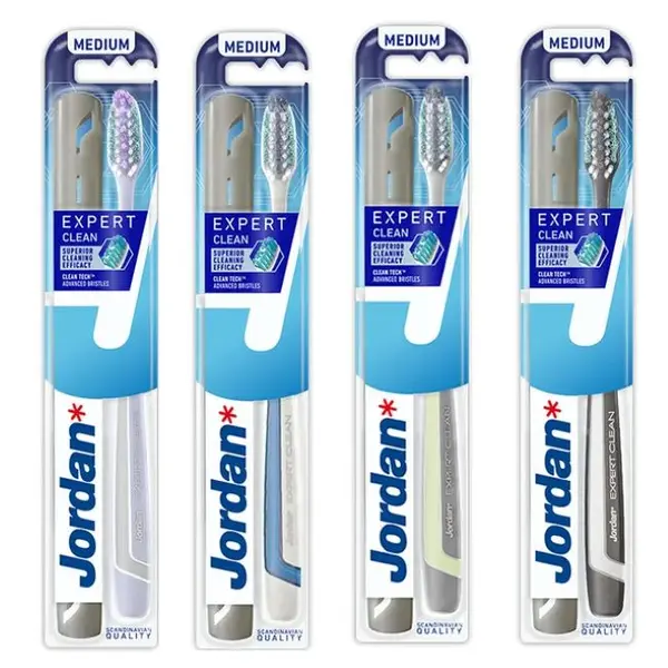 Jordan Expert Clean Periuță de dinți antiplacă cu cutie, Medium, sortiment
