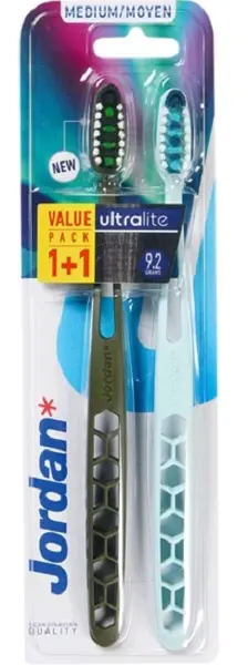 Jordan Ultralite Set de periuțe de dinți, Medium, 2 buc, sortiment