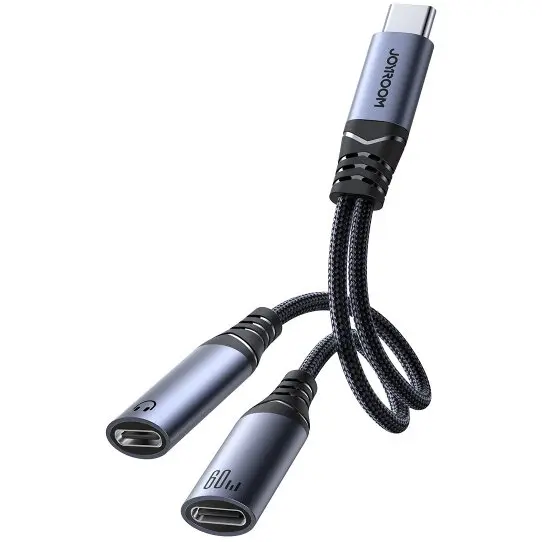 JOYROOM Adaptor Audio USB-C - 2 x USB-C Joyroom SY-C03, Negru