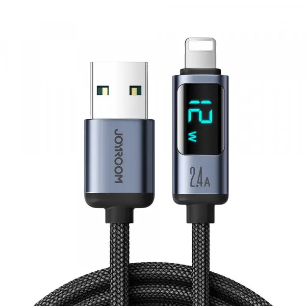 JOYROOM Cablu Date si Incarcare USB-A - Lightning Joyroom S-A16 Prism Display, 12W, 1.2m, Negru