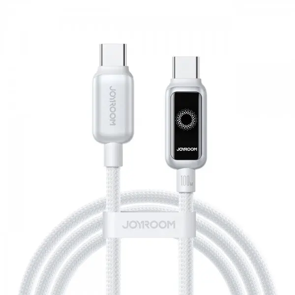 JOYROOM Cablu Date si Incarcare USB-C - USB-C Joyroom S-A55 StarFlight Display, 100W, 1.2m, Alb