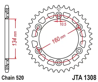 JT - Foaie (spate) Aluminiu JTA1308, 46 dinti - CBR600 01 900 00