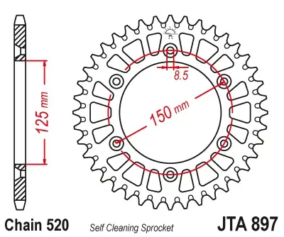 JT - Foaie (spate) Aluminiu JTA897, 42 dinti - KTM Duke LC4 EGSE