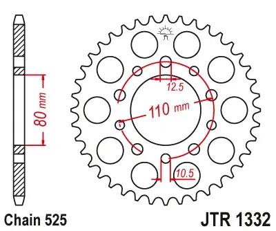 JT - Foaie (spate) JTR1332, 43 dinti - XRV 750AfrTwin 93-