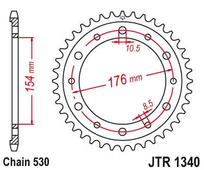 JT - Foaie (spate) JTR1340, 43 dinti - VFR 750FL FM 90- VFR800