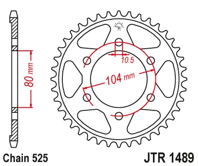 JT - Foaie (spate) JTR1489, 42 dinti - ZX-7RR Z1000 03-06