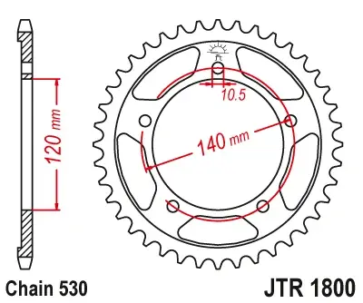 JT - Foaie (spate) JTR1800, 45 dinti - GSF1200 Bandit 06 ABS 06