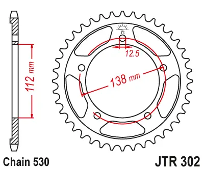 JT - Foaie (spate) JTR302, 44 dinti - CBR 1100XX 97-