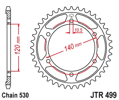 JT - Foaie (spate) JTR499, 48 dinti - ZZR500 600 93-04
