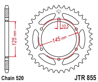 JT - Foaie (spate) JTR855, 46 dinti - XTZ 750 DT250 400 77-81