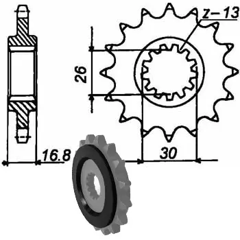 JT - Pinion (fata), 16 dinti (utima bucata)