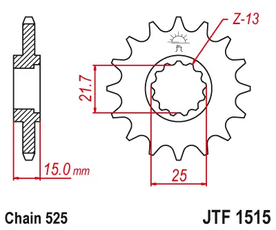 JT - Pinion (fata) JTF1515, 14 dinti - Daytona600 650 SpeedFour