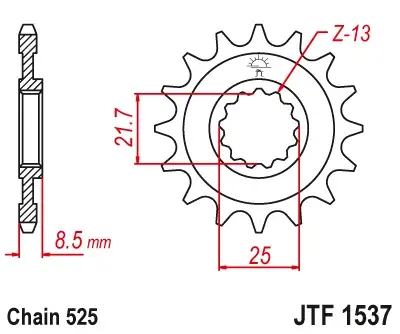 JT - Pinion (fata) JTF1537, 16 dinti - ZX-9R 02- Z1000 03-06