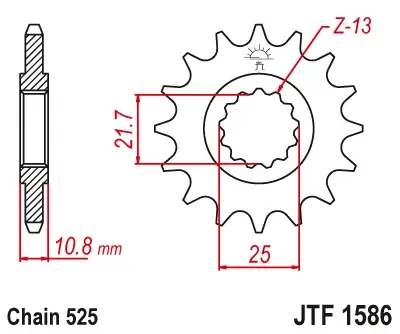 JT - Pinion (fata) JTF1586, 16 dinti - R6 06-Std TDM850 96-98