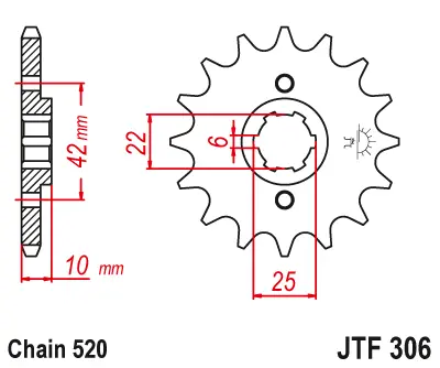 JT - Pinion (fata) JTF306, 15 dinti - NX500 650Dom -88
