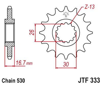 JT - Pinion (fata) JTF333, 15 dinti - VFR750F CBR900RR Sonderzz.