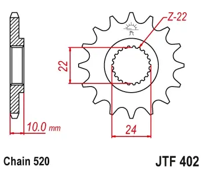JT - Pinion (fata) JTF402, 15 dinti - F650 Pegaso Sonderz nhnezahl