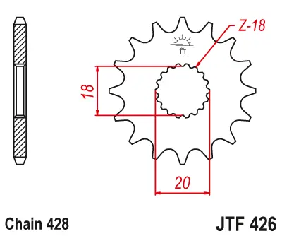 JT - Pinion (fata) JTF426, 14 dinti - GS125 99- 02