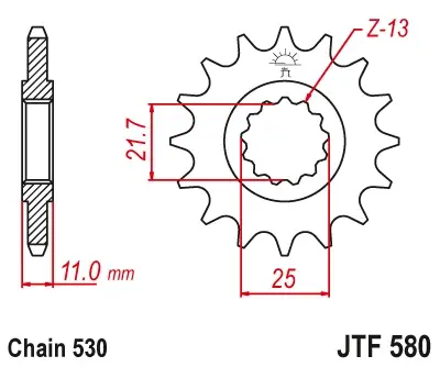 JT - Pinion (fata) JTF580, 16 dinti - FZ6 04- FZ750 YZF-R7