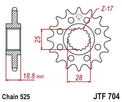 JT - Pinion (fata) JTF704, 16 dinti - Apr1000RSV SL RST 01- F800GS