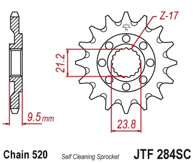 JT - Pinion MX (fata) JTF284SC, 14 dinti - CR250 500 88- CRF450 02-
