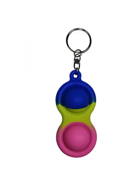 Jucarie antistres, Pop it, tip breloc, silicon, 8 cm, tricolor