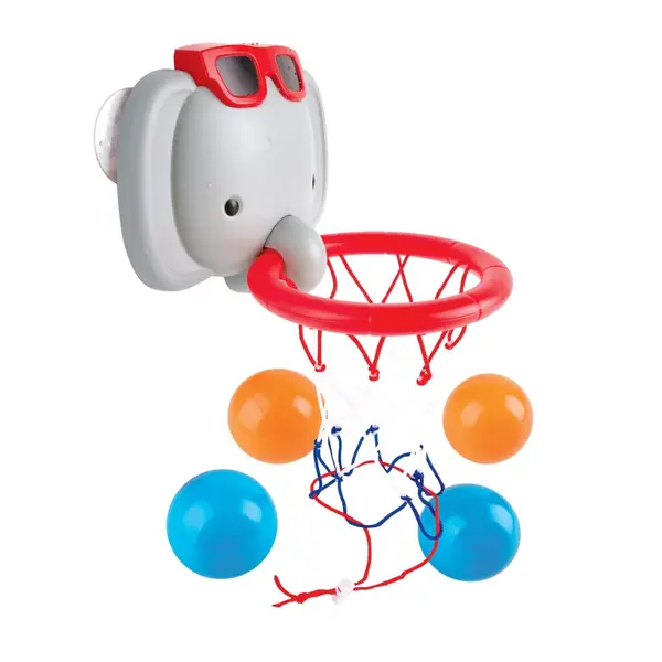 Jucarie de baie , Cos de baschet cu elefant (set cu mingi)