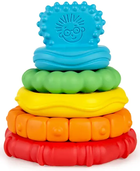 Jucărie de dentiție pentru bebeluși cu texturi multiple Baby Einstein - Stack & Teethe