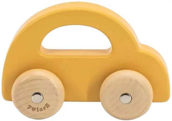 Jucărie de împingere din lemn Viga Toys PolarB - Cărucior galben