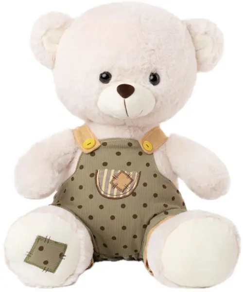 Jucărie de pluș Amek Toys - Băiat urs cu salopetă verde, 40 cm