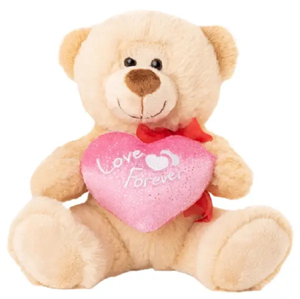 Jucărie de pluș Amek Toys - Ursuleț de pluș cu inimă, bej, 20 cm