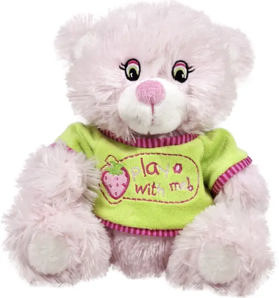 Jucărie de pluș Amek Toys - Ursuleț de pluș roz cu tricou, 40 cm