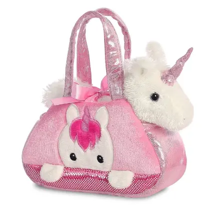 Jucarie de plus - Fancy Pals - Geanta + Unicorn roz | Aurora