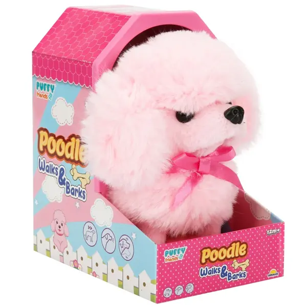 Jucarie de plus interactiva, catelus Pudel, Puffy Friends, Roz