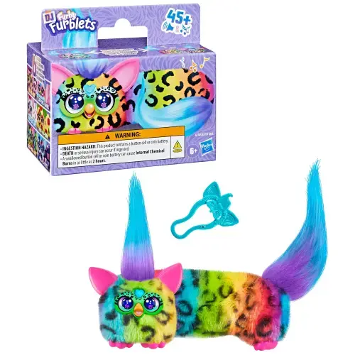 Jucarie de plus interactiva FURBY Hasbro FURBLETS DJ Furbis, 12,5x8x7cm, 6 ani+