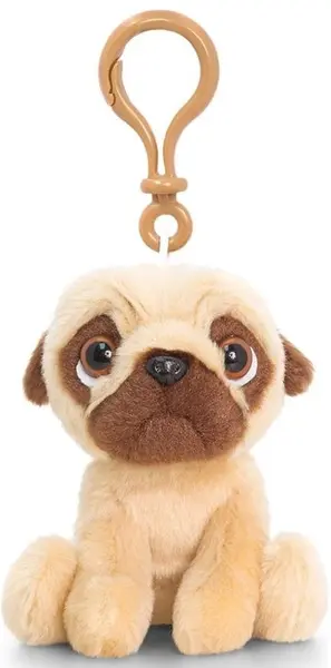 Jucarie de plus Keel Toys - Mops mic cu clema pentru rucsac, 10 cm