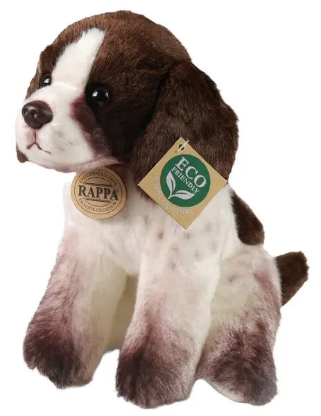 Jucărie de pluș Rappa Eco Friends - Câine în maro și alb, 24 cm