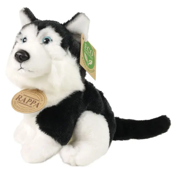 Jucărie de plus Rappa Eco Friends -Husky, 16 cm, negru
