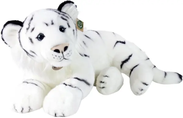 Jucărie de pluș Rappa Eco Friends -Tigru alb întins, 60 cm