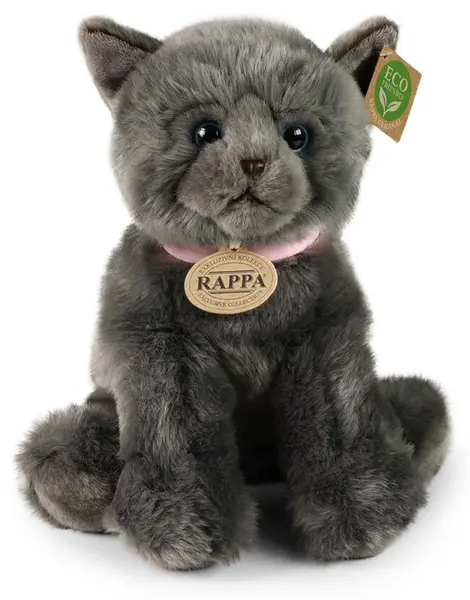Jucărie de pluș Rappa Eco Prieteni – Pisică British Shorthair gri, 25 cm