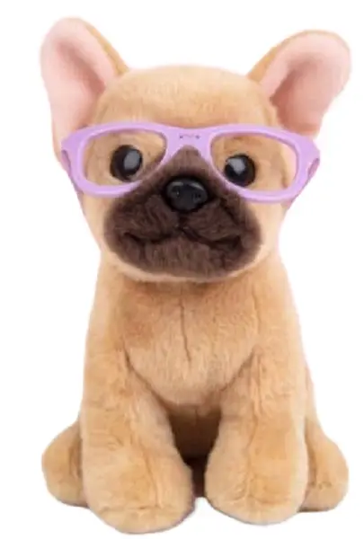Jucărie de pluș Studio Pets - Câine Bulldog Francez cu ochelari, Fredi